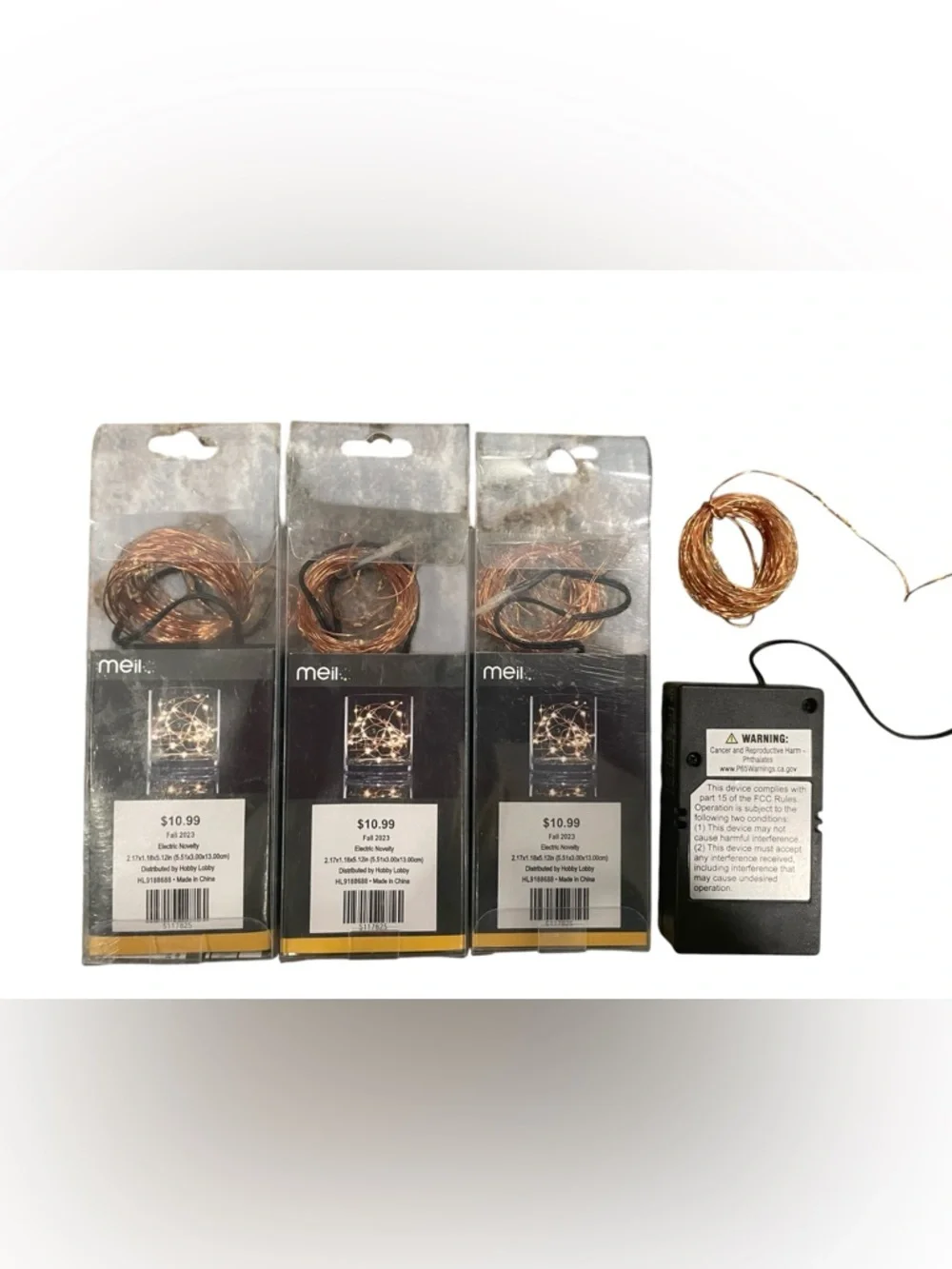 Set of 4 Micro String Lights 36 Warm White LEDs - Copper Wire, New